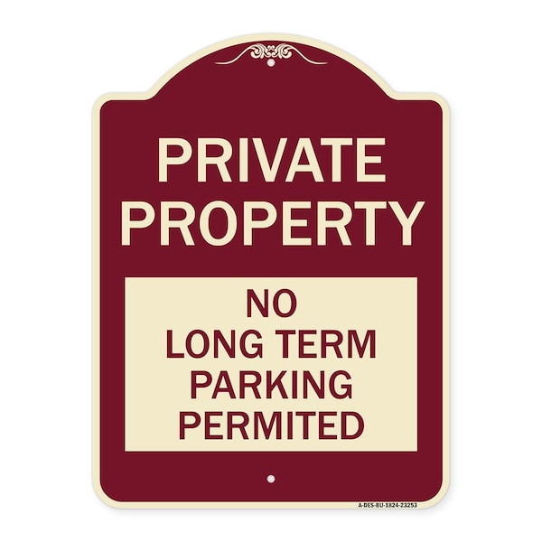 Private Property No Long-Term Parking Permitted Heavy-Gauge Aluminum Sign, 24" x 18", BU-1824-23253